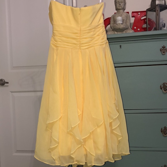 David's Bridal Canary Yellow Knee Length Dress - Picture 4 of 5